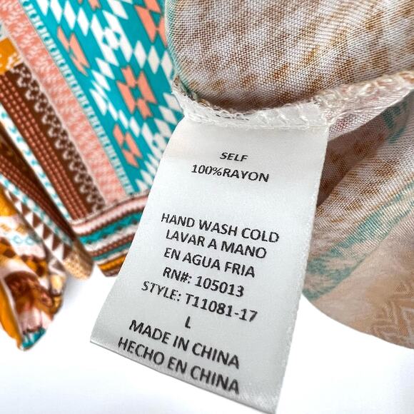 Anthropologie Savanna Jane Large Boho Blouse Shirt Top Boho Festival Tropical - Picture 8 of 9